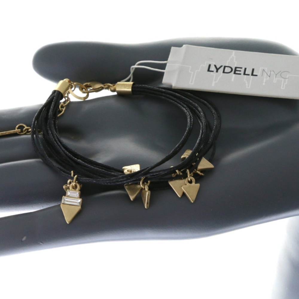 Lydell black cord w/gold lobster clasp bracelet
